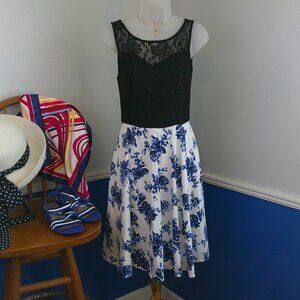 Bridesmay Lace and Floral Fit and Flare Dress